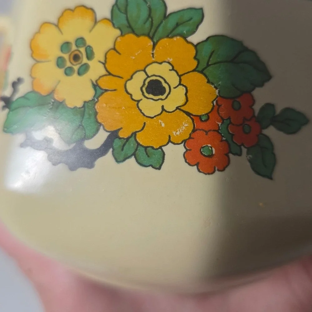 Homer Laughlin Floral Covered Sugar Bowl & Gravy Boat Cream Ivory USA